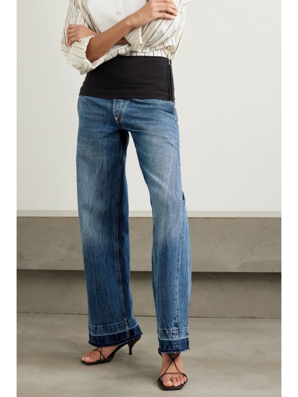 Stella McCartney Tuxedo Waistband Wide Leg Jeans, size 27